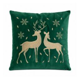 Samuel Alexander 44cm Emerald Green & Gold Reindeer Decorative Christmas Cushion - thumbnail 8