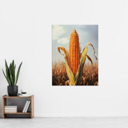 "Artery8 Corn With Open Husk Field in Summer Painting Wall Art Print in Orange - Size: W24"" x H32""" - thumbnail 4