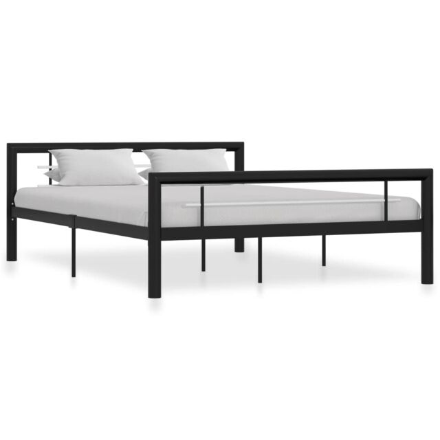 Berkfield Home Bed Frame Black & White Metal 160x200 cm - image 1