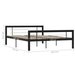 Berkfield Home Bed Frame Black & White Metal 160x200 cm - thumbnail 6
