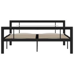 Berkfield Home Bed Frame Black & White Metal 160x200 cm - thumbnail 3