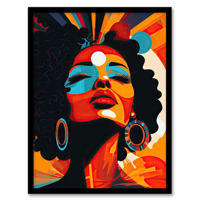 Artery8 Wall Art Print Modern African Art Multi-Coloured Bright Bold Abstract Art Framed in Black - Size: A4 - image 1