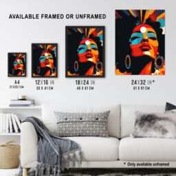Artery8 Wall Art Print Modern African Art Multi-Coloured Bright Bold Abstract Art Framed in Black - Size: A4 - thumbnail 3