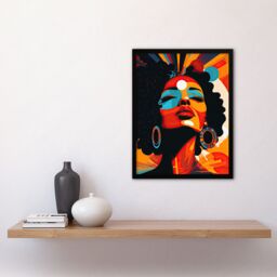 Artery8 Wall Art Print Modern African Art Multi-Coloured Bright Bold Abstract Art Framed in Black - Size: A4 - thumbnail 4