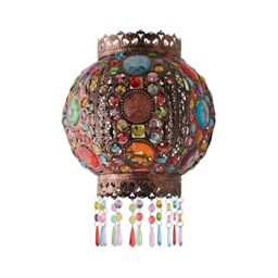 ValueLights Bazaar Moroccan Jewelled Bronze Easy Fit Ceiling Lamp Shade with Bulb - thumbnail 6