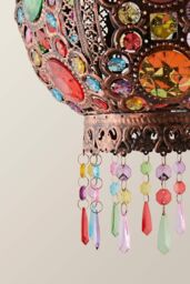 ValueLights Bazaar Moroccan Jewelled Bronze Easy Fit Ceiling Lamp Shade with Bulb - thumbnail 4