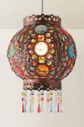 ValueLights Bazaar Moroccan Jewelled Bronze Easy Fit Ceiling Lamp Shade with Bulb - thumbnail 3