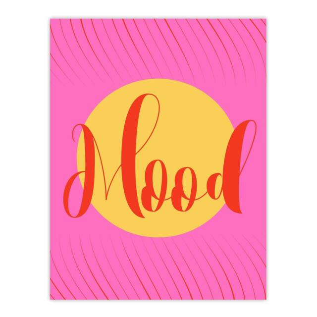 "Artery8 Mood Sunset Pink Yellow Decorative Design Wall Art Print - Size: W12"" x H16""" - image 1