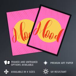 "Artery8 Mood Sunset Pink Yellow Decorative Design Wall Art Print - Size: W12"" x H16""" - thumbnail 2