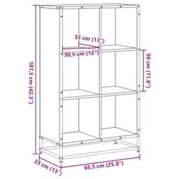 Berkfield Home Book Cabinet Smoked Oak 65.5x33x107.5 cm Engineered Wood in Brown - thumbnail 9