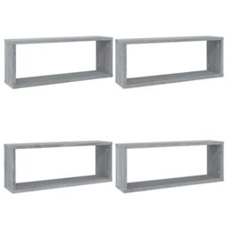 Berkfield Home Wall Cube Shelves 4 pcs Grey Sonoma 60x15x23 cm Engineered Wood - Size: 60 x 15 x 23 cm - thumbnail 2
