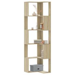 Berkfield Home Corner Bookcase 5-Tier Sonoma Oak 50x50x179 cm Engineered Wood in Brown - Size: 50 x 50 x 179 cm - thumbnail 2