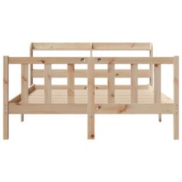 Berkfield Home Bed Frame without Mattress 135x190 cm Double Solid Wood Pine in Brown - thumbnail 4