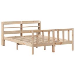 Berkfield Home Bed Frame without Mattress 135x190 cm Double Solid Wood Pine in Brown - thumbnail 3