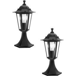 Loops 2 PACK IP44 Outdoor Pedestal Light Black Aluminium 1x 60W E27 Porch Lamp - thumbnail 1