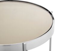 Orsina Silver Mirror Tall Side Table, Contemporary Mirrored Glass Table, Slim Tubular Chrome Legs, Luxe Side Table in Rose Gold - thumbnail 3