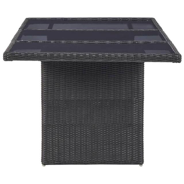 Berkfield Home Durable Garden Dining Table Black 200x100x74 cm Glass & Poly Rattan - Size: 200 x 100 x 74 cm - image 1