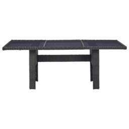 Berkfield Home Durable Garden Dining Table Black 200x100x74 cm Glass & Poly Rattan - Size: 200 x 100 x 74 cm - thumbnail 3