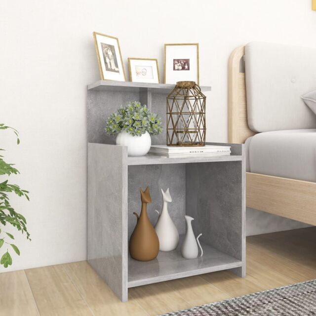 Berkfield Home Bed Cabinet Concrete Grey 40x35x60 cm Engineered Wood - Size: 40 x 35 x 60 cm - image 1