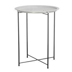 Kelvenix Folding Metal Round Bistro Coffee Table Patio Indoor Outdoor Furniture in White - thumbnail 4