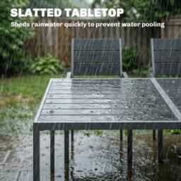 OUTSUNNY 7 Pieces Outdoor Dining Set, Garden Table & Chairs Set, Black - Size: 160 cm x 90 cm - thumbnail 5