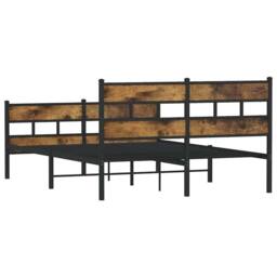 Berkfield Home Metal Bed Frame without Mattress Smoked Oak 135x190 cm Double in Brown - thumbnail 6