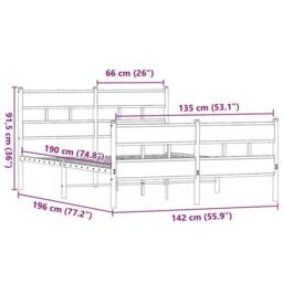 Berkfield Home Metal Bed Frame without Mattress Smoked Oak 135x190 cm Double in Brown - thumbnail 9