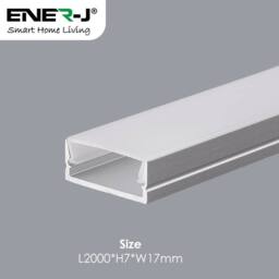 ENER-J 17x7mm Aluminium LED Profile with PC Cover 2m Kit (4) in White - thumbnail 2