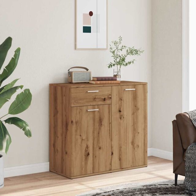 Berkfield Home Sideboard Artisan Oak 80x36x75 cm Engineered Wood in Brown - Size: 80 x 36 x 75 cm - image 1