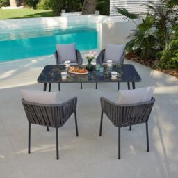 Home Detail Fiji Grey Garden Dining Set - Size: Small - thumbnail 2