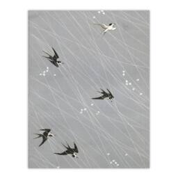 "Artery8 Nampei Swallows Birds Vintage Japanese Illustration Wall Art Print in Grey - Size: W12"" x H16""" - thumbnail 1