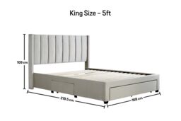 Time4sleep Elegance Champagne Upholstered - Bed Frame Only in Natural - Size: King - thumbnail 6