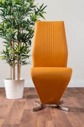 FurnitureboxUK Carson White Marble Effect Dining Table & 6 Willow Chairs in Mustard - thumbnail 4