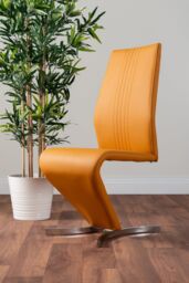 FurnitureboxUK Carson White Marble Effect Dining Table & 6 Willow Chairs in Mustard - thumbnail 3