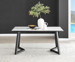 FurnitureboxUK Carson White Marble Effect Dining Table & 6 Willow Chairs in Mustard - thumbnail 2