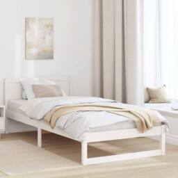 Berkfield Home Bed Frame White Wood 90 x 200 cm Minimalist Bed Frame - thumbnail 2