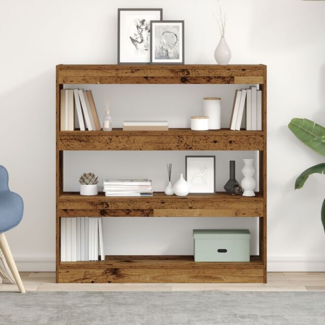 Berkfield Home Book Cabinet/Room Divider - Rustic Wood - 100x30x103cm - Engineered Wood in Brown - Size: 100 x 30 x 103 cm - image 1