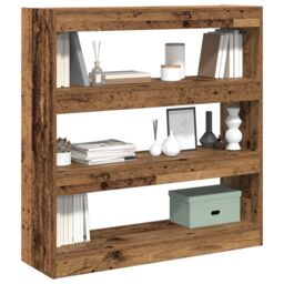 Berkfield Home Book Cabinet/Room Divider - Rustic Wood - 100x30x103cm - Engineered Wood in Brown - Size: 100 x 30 x 103 cm - thumbnail 3