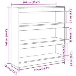 Berkfield Home Book Cabinet/Room Divider - Rustic Wood - 100x30x103cm - Engineered Wood in Brown - Size: 100 x 30 x 103 cm - thumbnail 9