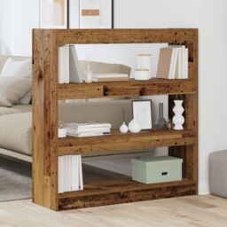 Berkfield Home Book Cabinet/Room Divider - Rustic Wood - 100x30x103cm - Engineered Wood in Brown - Size: 100 x 30 x 103 cm - thumbnail 4