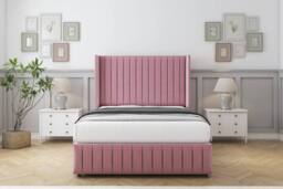 "Sloomy Marlborough Plush Divan Base No Drawers 54"" Headboard 12""Footboard in Pink - Size: Super King" - thumbnail 2