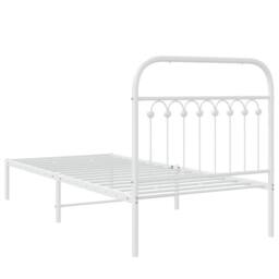 Berkfield Home Metal Bed Frame without Mattress with Headboard White 90x190cm - Size: 90x190 cm - thumbnail 6
