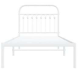 Berkfield Home Metal Bed Frame without Mattress with Headboard White 90x190cm - Size: 90x190 cm - thumbnail 4