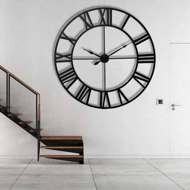 Kelvenix Black 40cm Outdoor Garden Wall Clock Big Roman Numerals - image 1