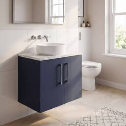 Balterley Level 600mm Wall Hung 2 Door Unit & Laminate Worktop Midnight Blue - thumbnail 4