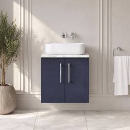 Balterley Level 600mm Wall Hung 2 Door Unit & Laminate Worktop Midnight Blue - thumbnail 6