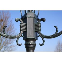 Berkfield Home Garden Light Post 2-arms 230 cm Dark Green/Black Aluminium in Green - thumbnail 4