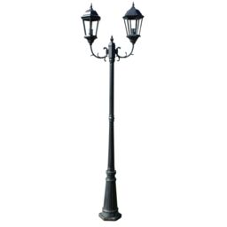 Berkfield Home Garden Light Post 2-arms 230 cm Dark Green/Black Aluminium in Green - thumbnail 2