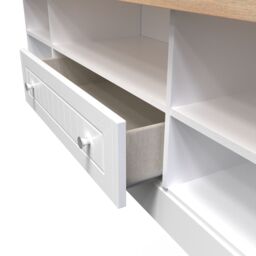Ready Assembled 2 U Norton Wide 1 Drawer TV & Media Unit (Ready Assembled) in White - Size: Large - thumbnail 6