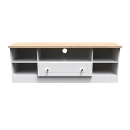 Ready Assembled 2 U Norton Wide 1 Drawer TV & Media Unit (Ready Assembled) in White - Size: Large - thumbnail 2